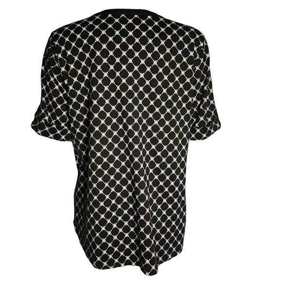 Croft & Barrow Top Womens Size XXL Black White Geometric Short Sleeve Pullover - Picture 3 of 5